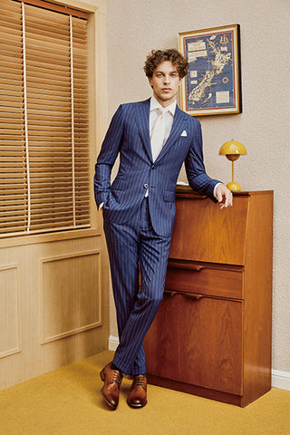 Blue Pinstripe - Super 120s, 100% Wool, Custom Suit