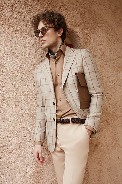 Khaki Windowpane Custom Blazer