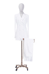 Women's White Linen Custom Pant Suit