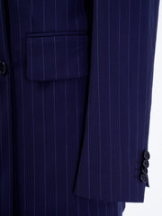 Women's Custom Pant Suit - Blue Pinstripe 100% Wool