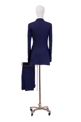 Women's Custom Pant Suit - Blue Pinstripe 100% Wool