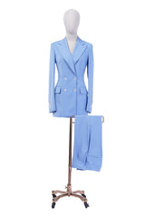 Powder Blue Super120 Women's Custom Pant Suit