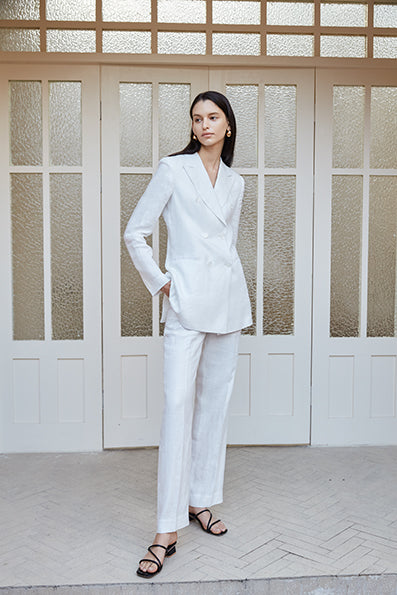 white linen dress pants Women's White Linen Custom Pant Suit – Styles By Kutty