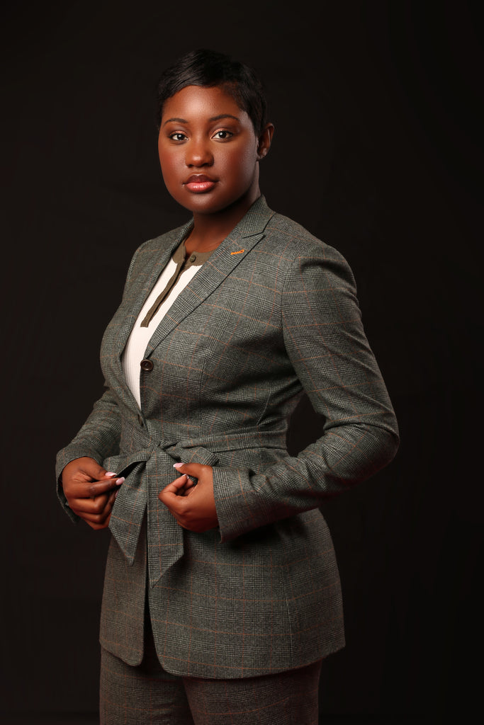 Women's Custom Pant Suit - Green Glen Plaid 100% Wool