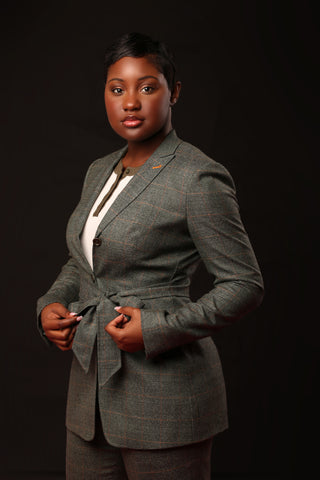 Women's Custom Pant Suit - Green Glen Plaid 100% Wool