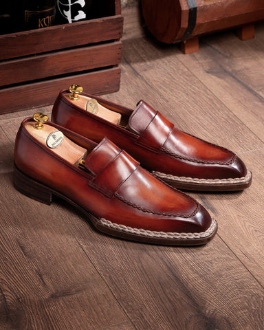 Paul Parkman Men's Norwegian Welted Loafers Brown
