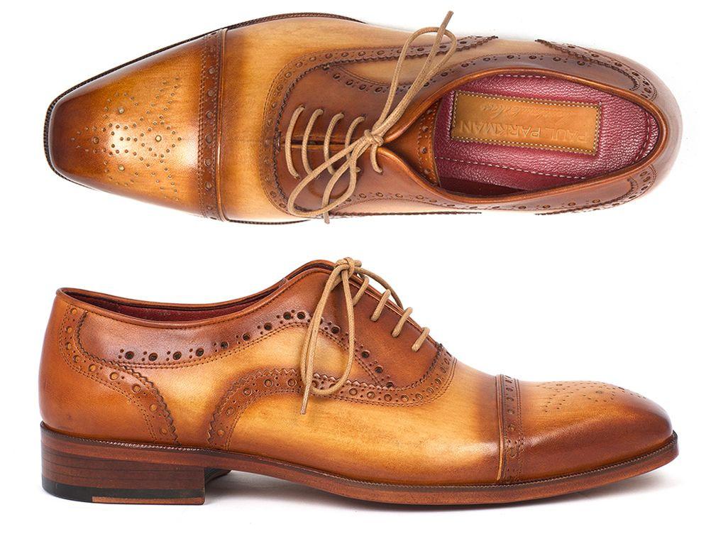 Paul Parkman Men's Leather Captoe Oxfords, Tan