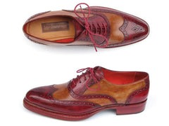 Paul Parkman Men's Wingtip Brogues (Bordeaux & Camel)