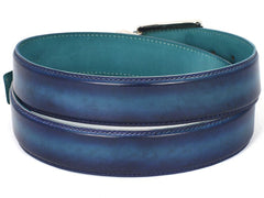 Paul Parkman Leather Belt Hand-Painted Blue and Turquoise