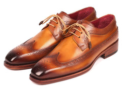 Paul Parkman Goodyear Welted, Wingtip Derby Shoes, Camel color