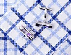 Silver Hourglass with Purple Sand Cuff Links