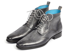 Paul Parkman Wingtip Ankle Boots, Gray Hand-Painted