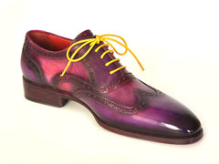 Paul Parkman Men's Wingtip Oxfords Lilac Handpainted Calfskin Shoes