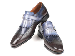 Paul Parkman Kiltie Monkstraps Blue & Brown