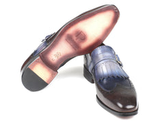 Paul Parkman Kiltie Monkstraps Blue & Brown