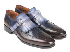 Paul Parkman Kiltie Monkstraps Blue & Brown