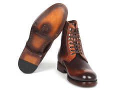 Paul Parkman Men's Leather Boots, Brown Burnished