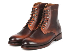 Paul Parkman Men's Leather Boots, Brown Burnished