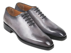 Paul Parkman Goodyear Welted, Decorative Medallions Oxfords, Hand-painted Grey