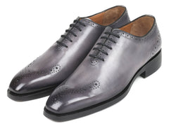 Paul Parkman Goodyear Welted, Decorative Medallions Oxfords, Hand-painted Grey