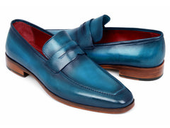 Paul Parkman Leather Belt Hand-Painted Blue and Turquoise