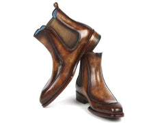 Paul Parkman Men's Brown Handpainted Chelsea Boots