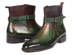 Paul Parkman Men's Patina Jodhpur Boots, Green and Bordeaux