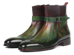 Paul Parkman Men's Patina Jodhpur Boots, Green and Bordeaux