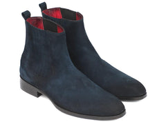 Paul Parkman Navy Suede Chelsea Boots