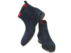 Paul Parkman Navy Suede Chelsea Boots