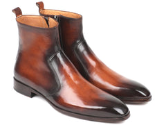 Paul Parkman Brown Burnished Side Zipper Boots