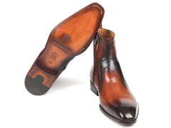 Paul Parkman Brown Burnished Side Zipper Boots