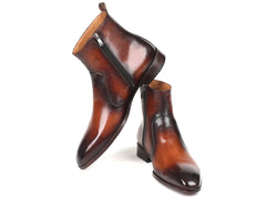 Paul Parkman Brown Burnished Side Zipper Boots