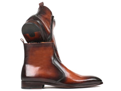 Paul Parkman Brown Burnished Side Zipper Boots