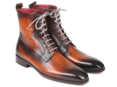 Paul Parkman Men's Brown Burnished Leather Lace-Up Boots