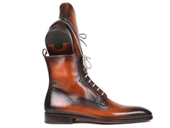 Paul Parkman Men's Brown Burnished Leather Lace-Up Boots