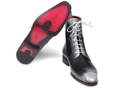 Paul Parkman Men's Gray Burnished Leather Lace-Up Boots