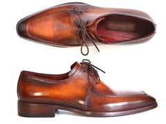 Paul Parkman Brown Leather Apron Derby Shoes