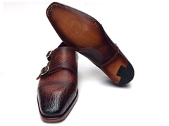 Paul Parkman Double Monkstraps Brown Leather Upper & Leather Sole