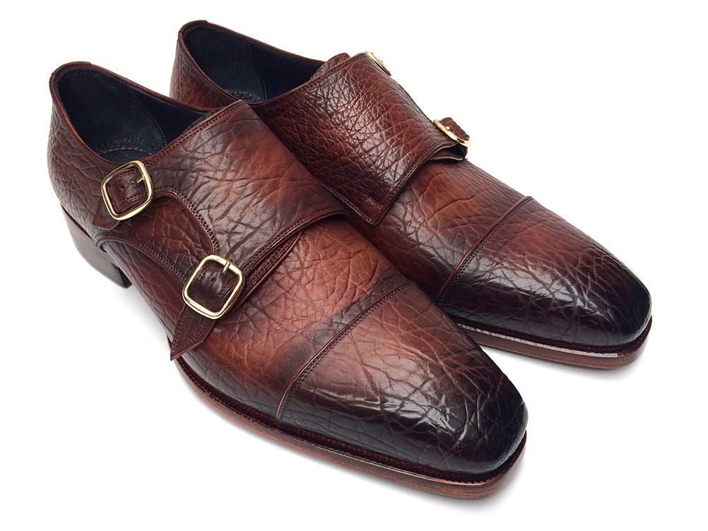 Paul Parkman Double Monkstraps Brown Leather Upper & Leather Sole