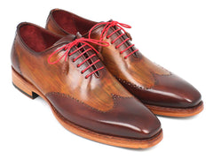 Paul Parkman Men's Wingtip Oxford Goodyear Welted Brown & Camel