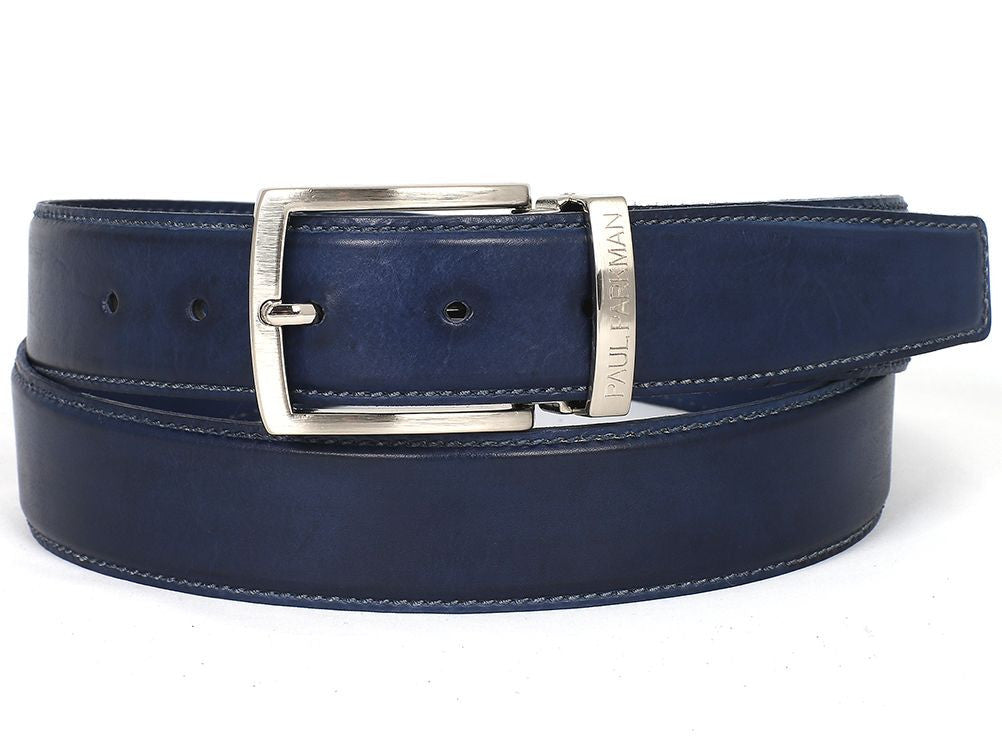Paul Parkman Men's Leather Belt Hand-Painted Navy