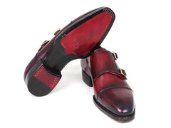 Paul Parkman Triple Leather Sole Hand-Welted Cap Toe Monkstrap Shoes