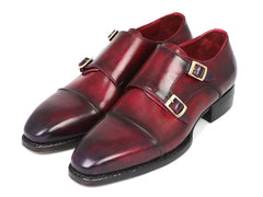 Paul Parkman Triple Leather Sole Hand-Welted Cap Toe Monkstrap Shoes