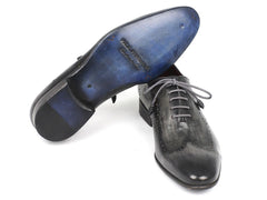 Paul Parkman Wingtip Oxfords Gray & Black Handpainted Calfskin