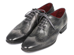Paul Parkman Wingtip Oxfords Gray & Black Handpainted Calfskin