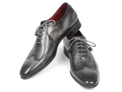 Paul Parkman Wingtip Oxfords Gray & Black Handpainted Calfskin