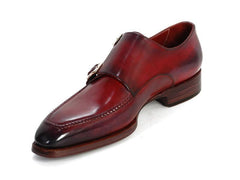 Paul Parkman Men's Double Monkstrap Shoes, Black & Bordeaux