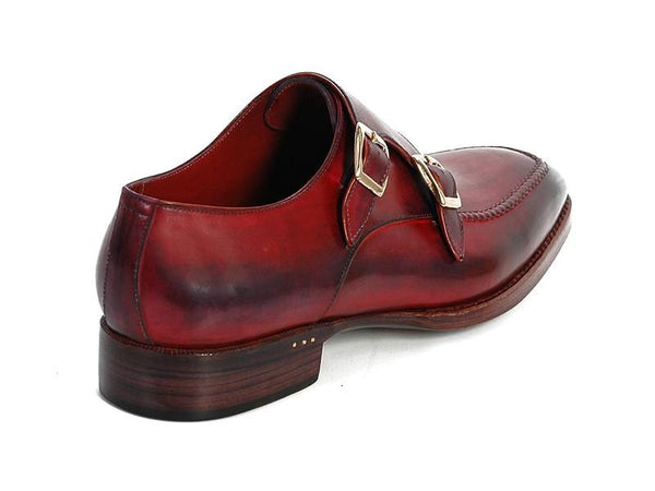 Paul Parkman Men's Double Monkstrap Shoes, Black Bordeaux