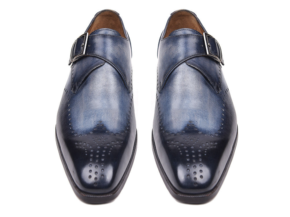 Paul Parkman Wingtip Single Monkstraps Navy